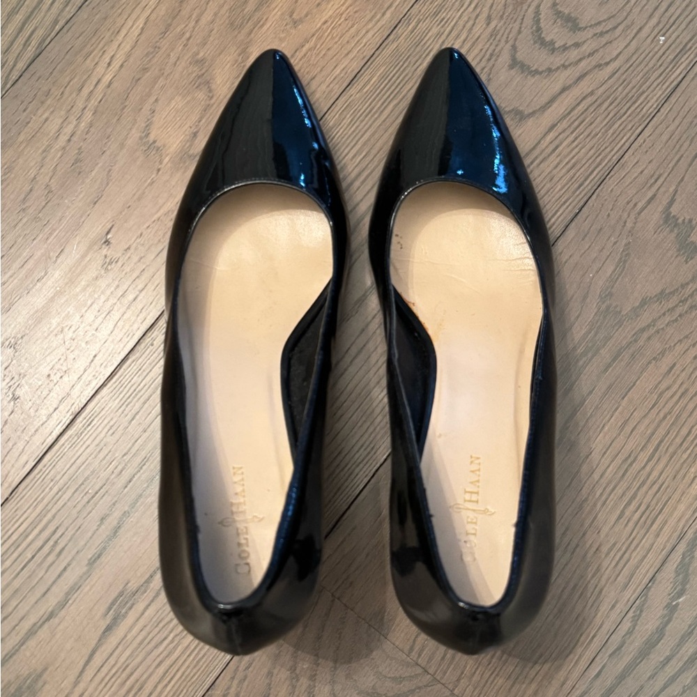 Cole Haan Black Patent Point Toe Heels